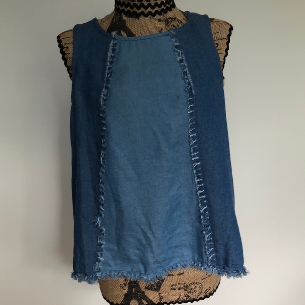 Chambray Tank Top With Open Back - Size S - image 1
